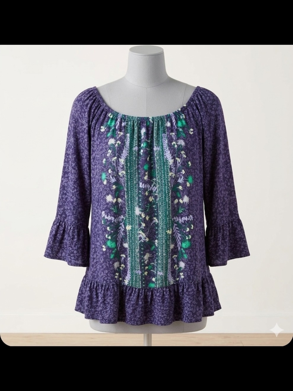 Style & Co. Bell Sleeve Boho Blouse- Large EUC